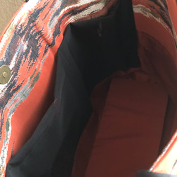 帯リメイクトートバッグ 　濃いオレンジ 3枚目の画像