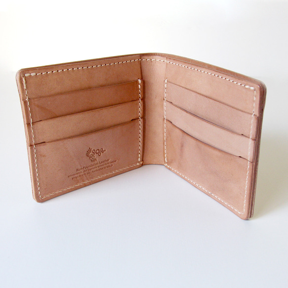二つ折り財布 札入れ カード段つき 牛革 レザー ヌメ革 本革 日々を