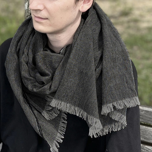 MILLERAYN / リネン×ウール 大判ストール】ブラック ストール