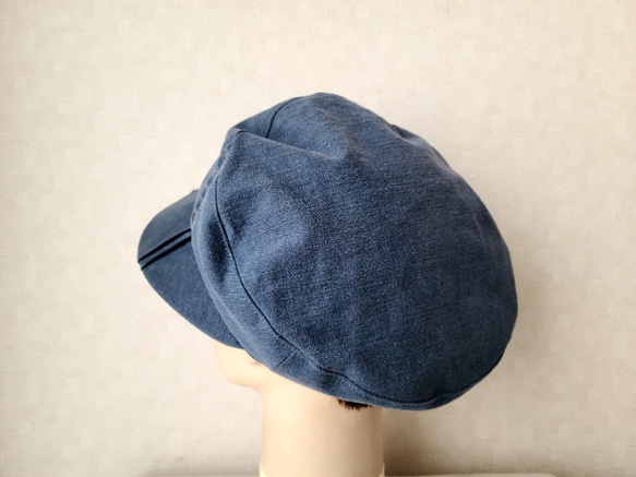 魅せる帽子☆リメイクデニムのリバーシブルキャスケット～ブルーグリーン 7枚目の画像