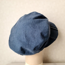 魅せる帽子☆リメイクデニムのリバーシブルキャスケット～ブルーグリーン 5枚目の画像