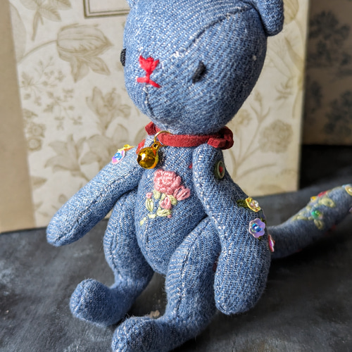 ❤花ねこ 刺繍ねこのぬいぐるみ ぬいぐるみ ＊mirach＊ 通販