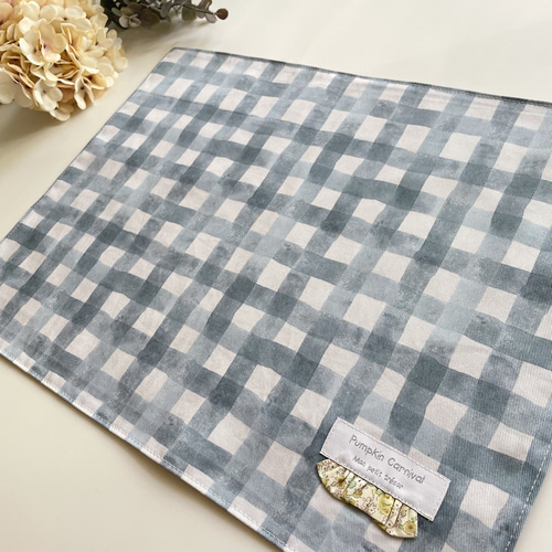 BOYs  Mom 様　確認用　ランチョンマット　給食袋　サークル　グレー 給食セット☆大人ブルーグレーチェック☆ランチョンマット