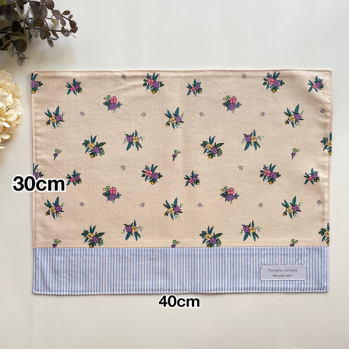 給食セット☆大人ブルーグレーチェック☆ランチョンマット☆ループ付き