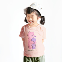 名入れ　名前入り　kids Ｔシャツ（親子のくまさん/アプリコット） 2枚目の画像