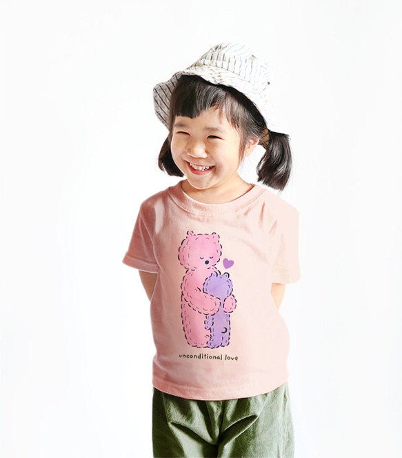 名入れ　名前入り　kids Ｔシャツ（親子のくまさん/アプリコット） 2枚目の画像