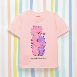 名入れ　名前入り　kids Ｔシャツ（親子のくまさん/アプリコット） 1枚目の画像