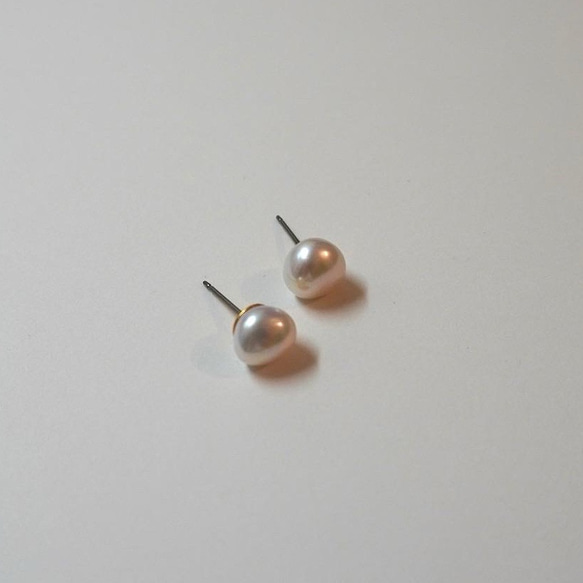 金屬防過敏珍珠耳環淡水巴洛克珍珠1小號手術不鏽鋼（耳環可用） 第2張的照片