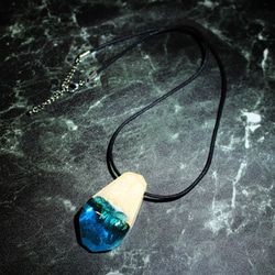 Sale 40%off【送料無料】Wood drops/Aquamarine　ウッドレジンジュエリー 3枚目の画像