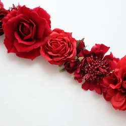 花冠　花かんむり　赤　赤色　還暦　還暦祝い　ヘッドドレス　ヘアアクセサリ　結婚式　ウェディング　発表会　パーティー 5枚目の画像