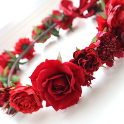 花冠　花かんむり　赤　赤色　還暦　還暦祝い　ヘッドドレス　ヘアアクセサリ　結婚式　ウェディング　発表会　パーティー 10枚目の画像