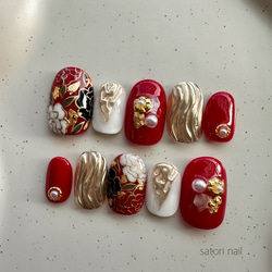 ジェルネイルチップ】B-64☆サイズ変更OK☆和柄フットネイル☆親指のみ