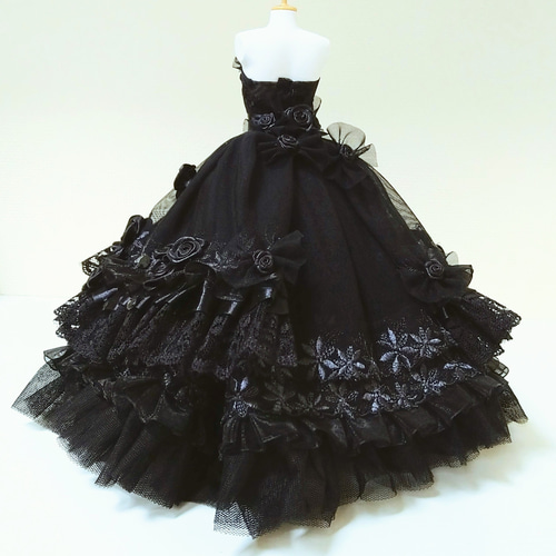322一点物ミニチュアウェディングドレス☆ゴシック姫ゴスロリ黒