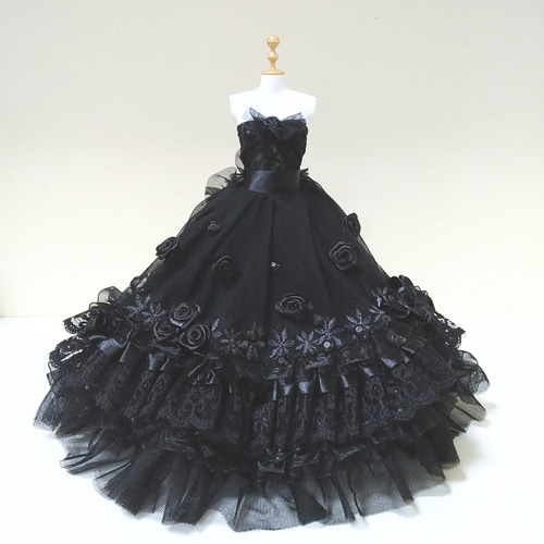 322一点物ミニチュアウェディングドレス☆ゴシック姫ゴスロリ黒 322一点物ミニチュアウェディングドレス☆ゴシック姫ゴスロリ黒