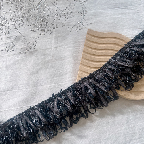 21ヤード x 1インチ フリンジ トリム タッセルセット 4色 レーストリム リボン ポリエステル生地 レース フリンジ リボン カーテン フリンジ  クラフト シフォン レース タッセル トリム フリンジ リボン ガーメント エクステンダー DIY クラフト 21ヤード (ブラック)