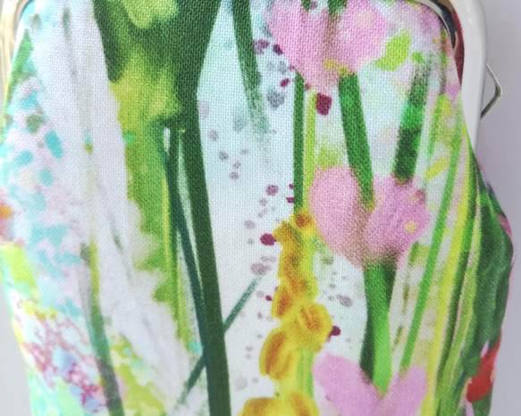 (USAコットン)(ボタニカル)水彩画の花のがま口(メガネ・ペンケース) 9枚目の画像