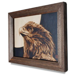 EAGLE　木材の焦げ色の濃淡で表現した絵画作品 5枚目の画像