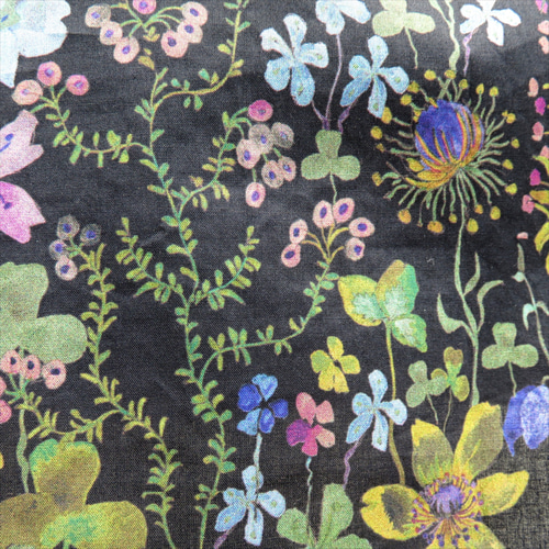 無地×プリントバイカラータックスカート【ブラック系／リバティ  