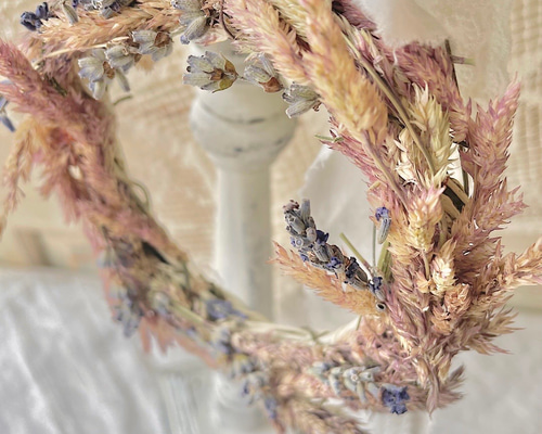 春ギフト【ラッピング無料】【ほうき草リース】【12㎝リース】・ドライ