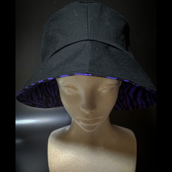 リバーシブルハット        タイプ : ゼブラ紫×黒 3枚目の画像