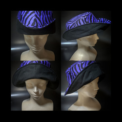 リバーシブルハット        タイプ : ゼブラ紫×黒 5枚目の画像