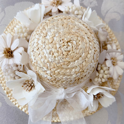❤️SALE❤️ 花と麦わら帽子(白) その他素材 shabby chic花工房
