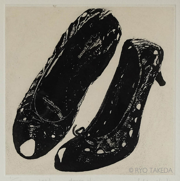 銅版画 “dress shoes”（額装） 2枚目の画像