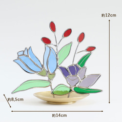 リンドウのステンドグラス　（真鍮ベース） 6枚目の画像
