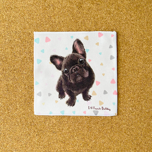 フレンチブルドッグ／黒／ブリンドル】ハンカチタオルラッピング