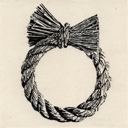 銅版画 "Shimenawa Wreath"（額装）| しめ縄飾りの絵 2枚目の画像