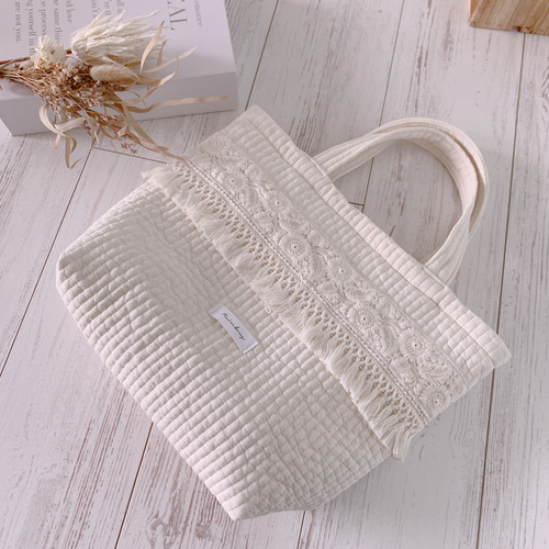 プランと料金 ヌビトートバッグL/インド刺繍×マクラメフリンジ トートバッグ トートバッグ