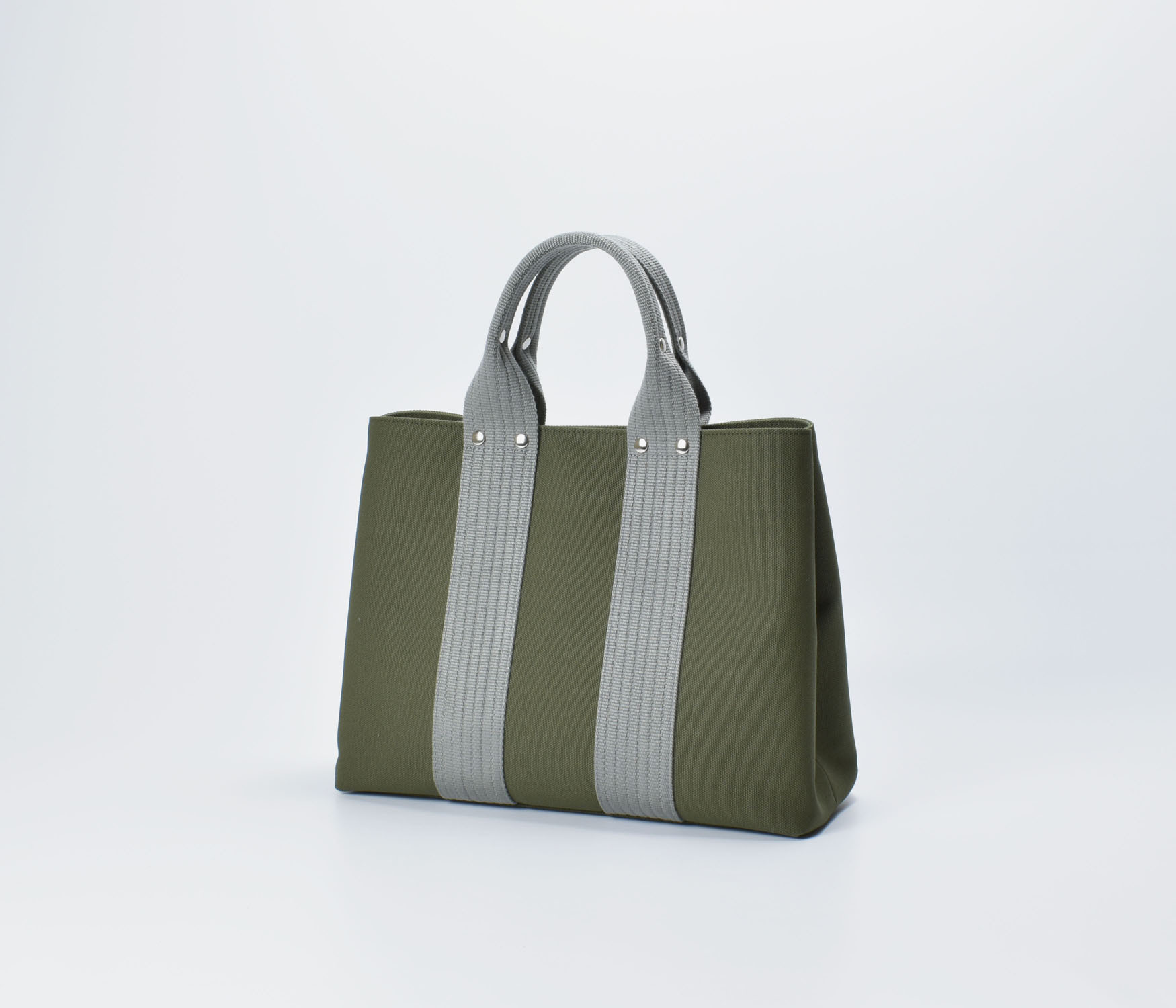 【受注製作】キャンバストートＭ（カーキ×グレー）