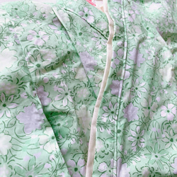 ベビー袴　グリーン　花柄　アイボリー 2枚目の画像
