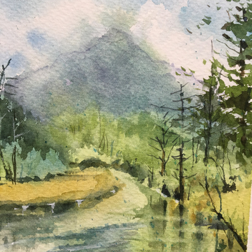原画　水彩画　風景画　上高地 187）原画 水彩画 風景画 上高地 絵画 マグリット0125 通販