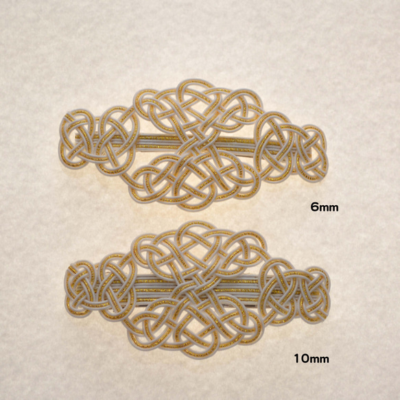 Mizuhiki 髮夾鏤空結白色 6mm,10mm 第1張的照片