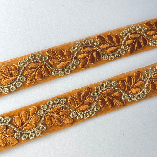 50cm】インド刺繍リボン アンバー チュール SN843 リボン