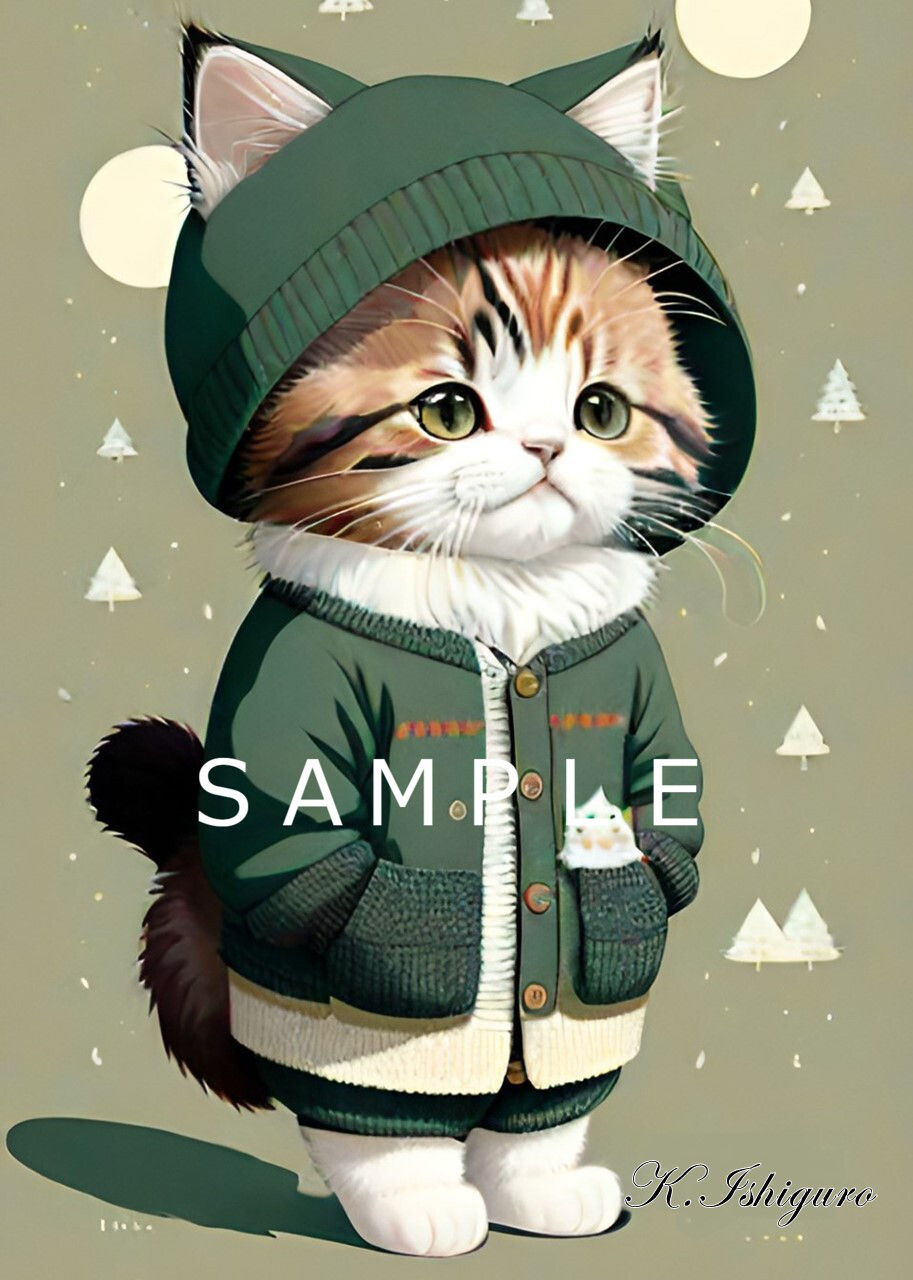 猫 原画 ノルウェージャンフォレスト #161 猫・ノルウェージャンフォレストキャット(オリジナルイラスト)A4