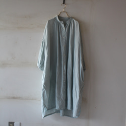 LINEN＊ドロップショルダー　ロングシャツワンピース＊富士吉田染め 1枚目の画像