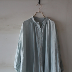 LINEN＊ドロップショルダー　ロングシャツワンピース＊富士吉田染め 2枚目の画像