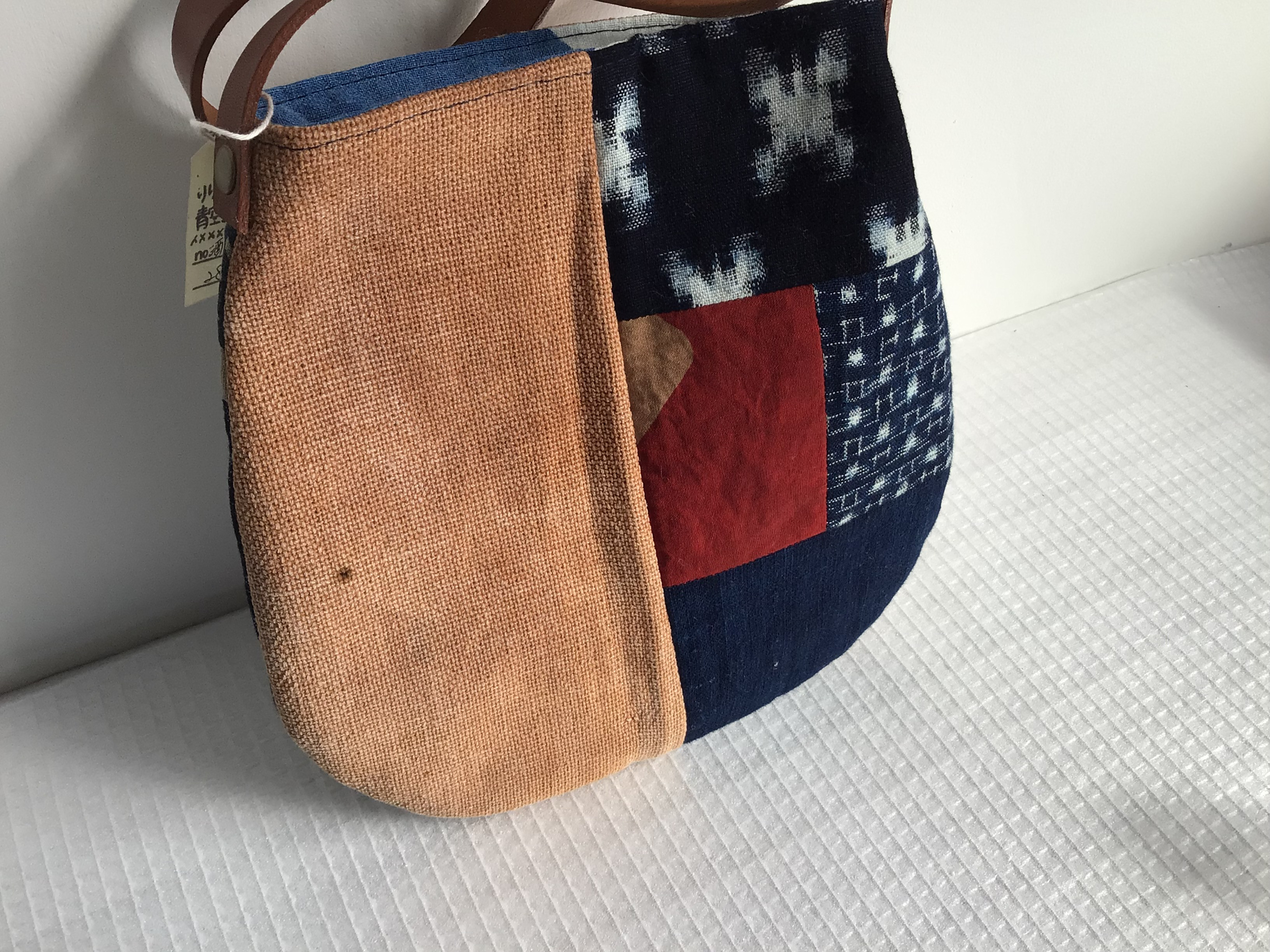 古布酒袋×型染 ショルダーバッグ ハンドメイド 時代物