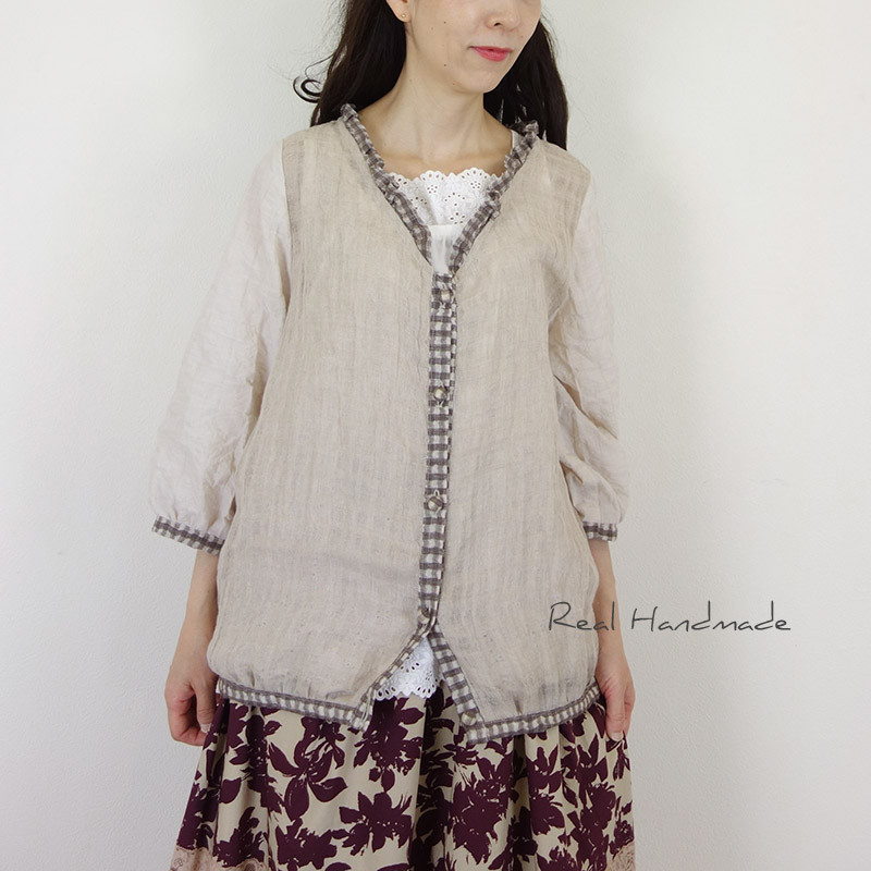 [予約販売] 空羽リネンガーゼスモック羽織りブラウス