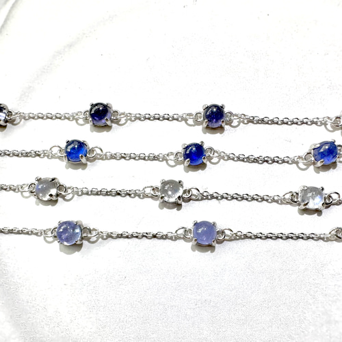 SV925 宝石質 アイオライト ブレスレット 5mm ブレスレット sango 通販