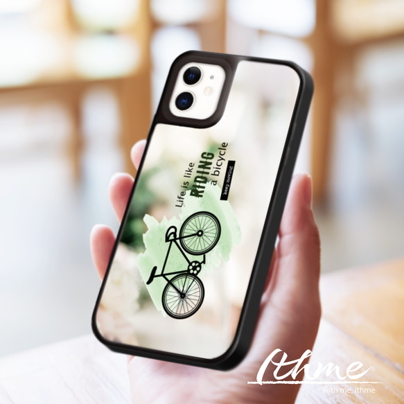 ミラー /自転車 / GREEN ★ 名入れ可【スマホケース・耐衝撃グリップミラーケース iphone カバー・自転車】 8枚目の画像