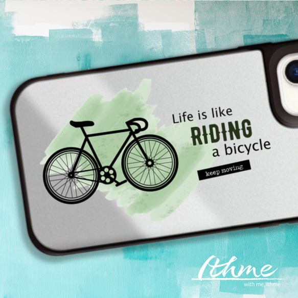 ミラー /自転車 / GREEN ★ 名入れ可【スマホケース・耐衝撃グリップミラーケース iphone カバー・自転車】 3枚目の画像