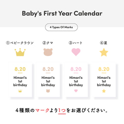 Baby's First Year  Calendar　名前入り　カレンダー　ハガキサイズ　月曜始まり　ベビークラウン　 4枚目の画像