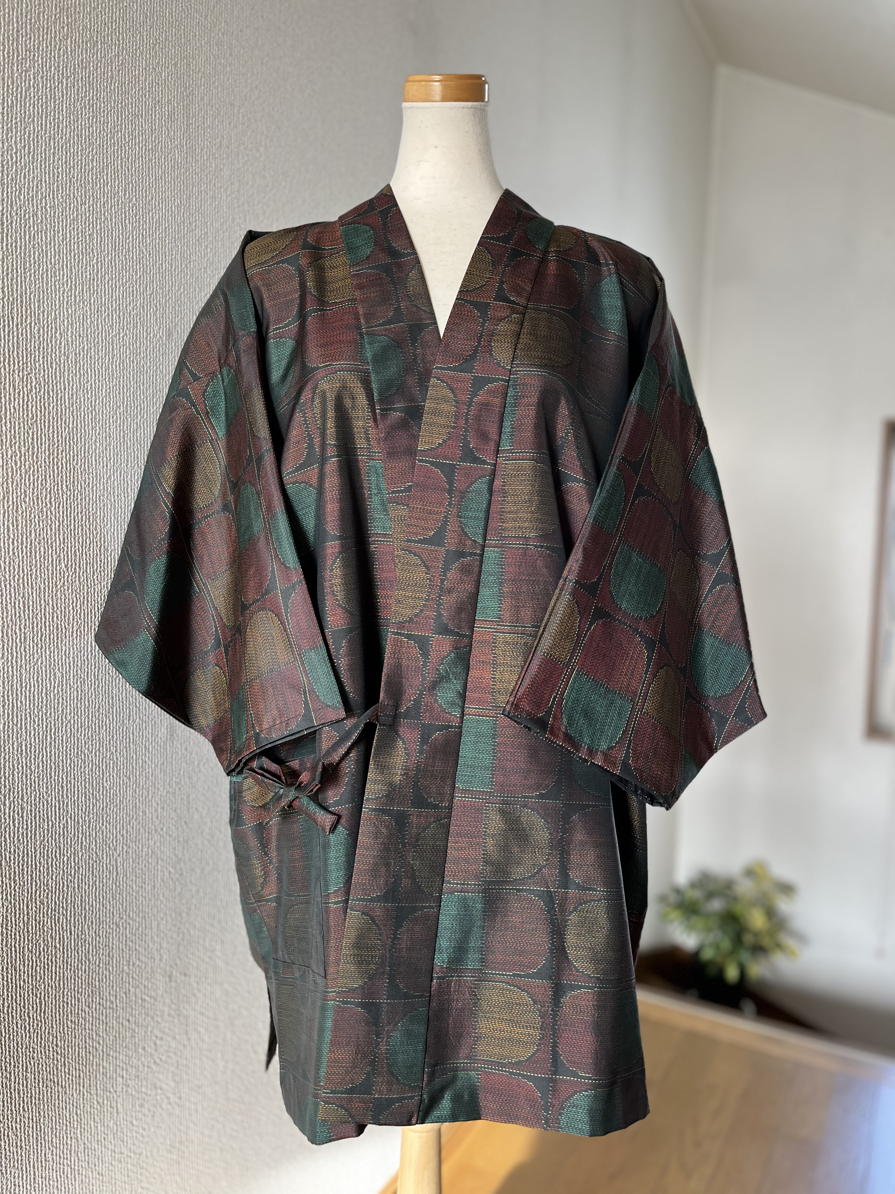昭和大島紬風お着物から　着物作務衣