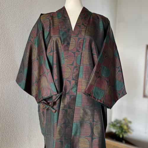 大島紬 着物リメイク 作務衣 現品限り 7マルキ 和の簡単上衣