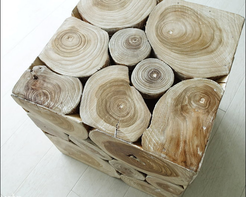 無垢 チークブロックスツールNW37 椅子 イス ベンチ チェア ナチュラル