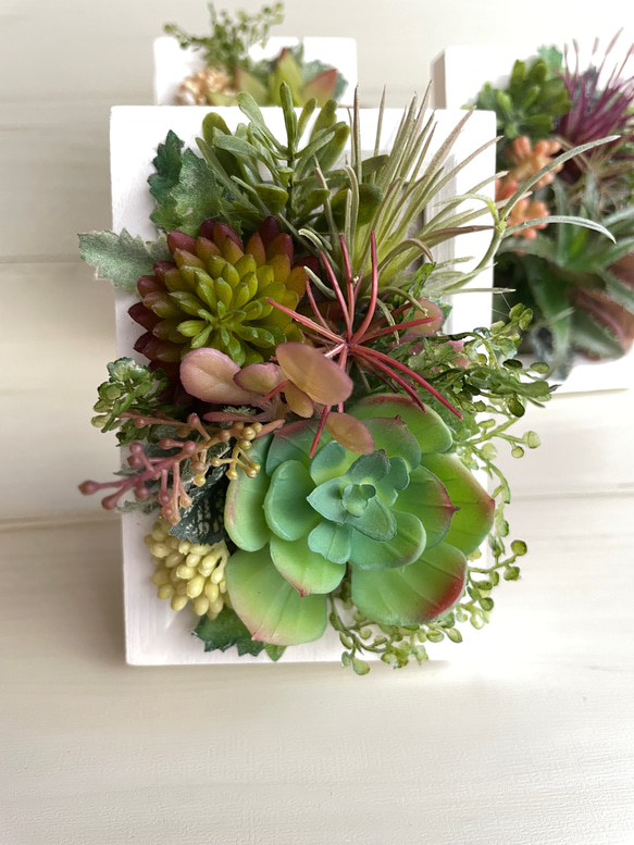 【３点】造花ブーケとハンギングアレンジメントセット グリーンフレーム 3点セット 手のひらサイズ フラワーアレンジメント