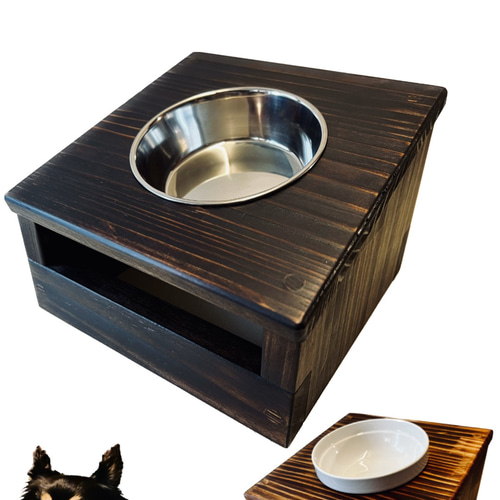 ペット用 傾斜のある食器台[サイズ変更可］高級 犬 猫 食器台